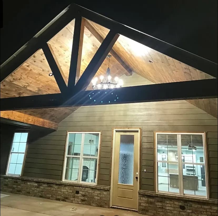 Front entry and porch detailing on custom house