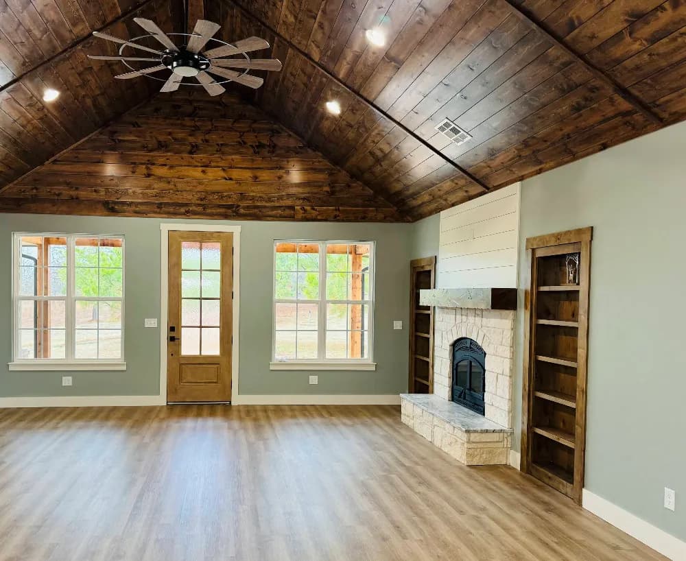 Living room interior with custom finish selections